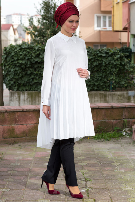 Tunic - White Hijab Tunic 5042B