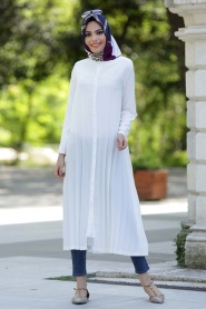 Tunic - White Hijab Tunic 5043B - Thumbnail