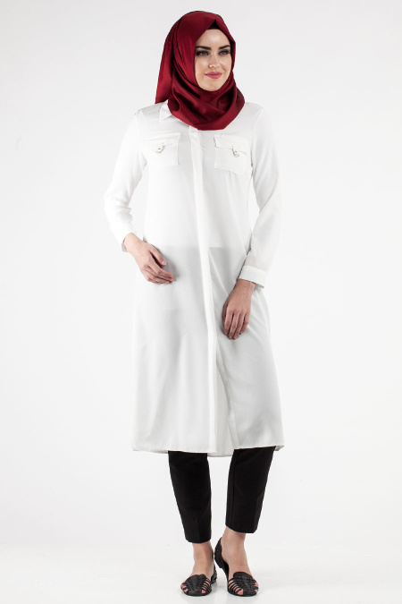 Tunic - White Hijab Tunic 5044B