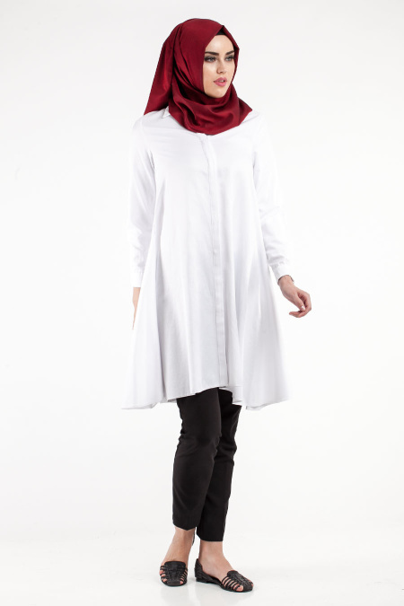 Tunic - White Hijab Tunic 5055B