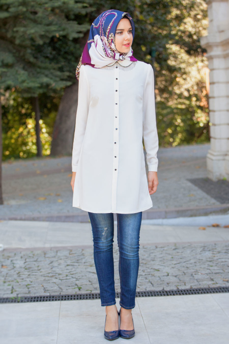 Tunic - White Hijab Tunic 5073B