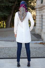 Tunic - White Hijab Tunic 5073B - Thumbnail