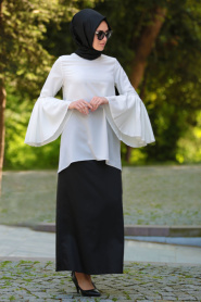 Tunic - White Hijab Tunic 52430B - Thumbnail