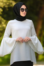 Tunic - White Hijab Tunic 52430B - Thumbnail