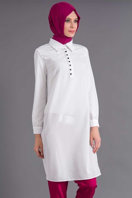 Tunic - White Hijab Tunic 6079B