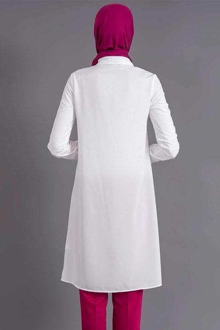 Tunic - White Hijab Tunic 6079B - 3