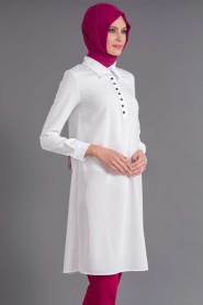 Tunic - White Hijab Tunic 6079B - Thumbnail