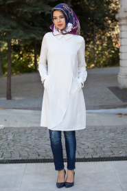 Tunic - White Hijab Tunic 6096B - Thumbnail