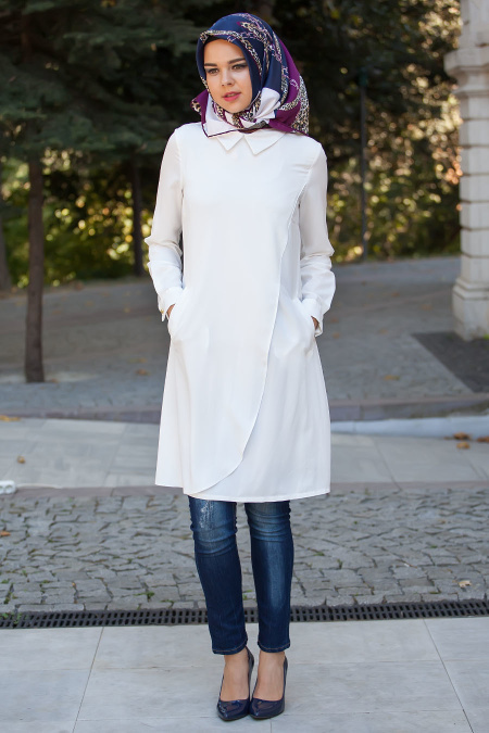 Tunic - White Hijab Tunic 6096B