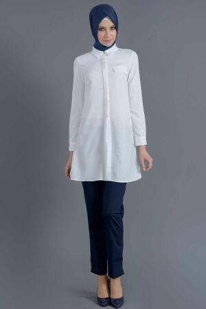 Tunic - White Hijab Tunic 6115B - 1