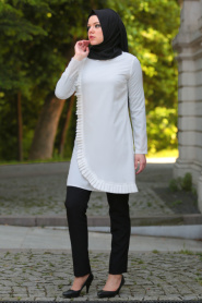 Tunic - White Hijab Tunic 6151B - Thumbnail