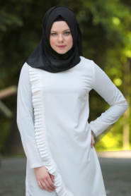 Tunic - White Hijab Tunic 6151B - Thumbnail