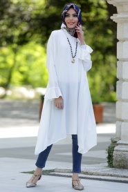 Tunic - White Hijab Tunic 6190B - Thumbnail