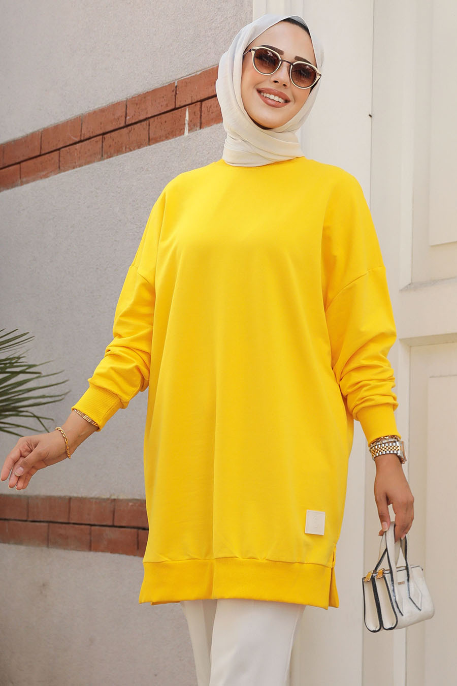 Sarı Tesettür Tunik 30644sr