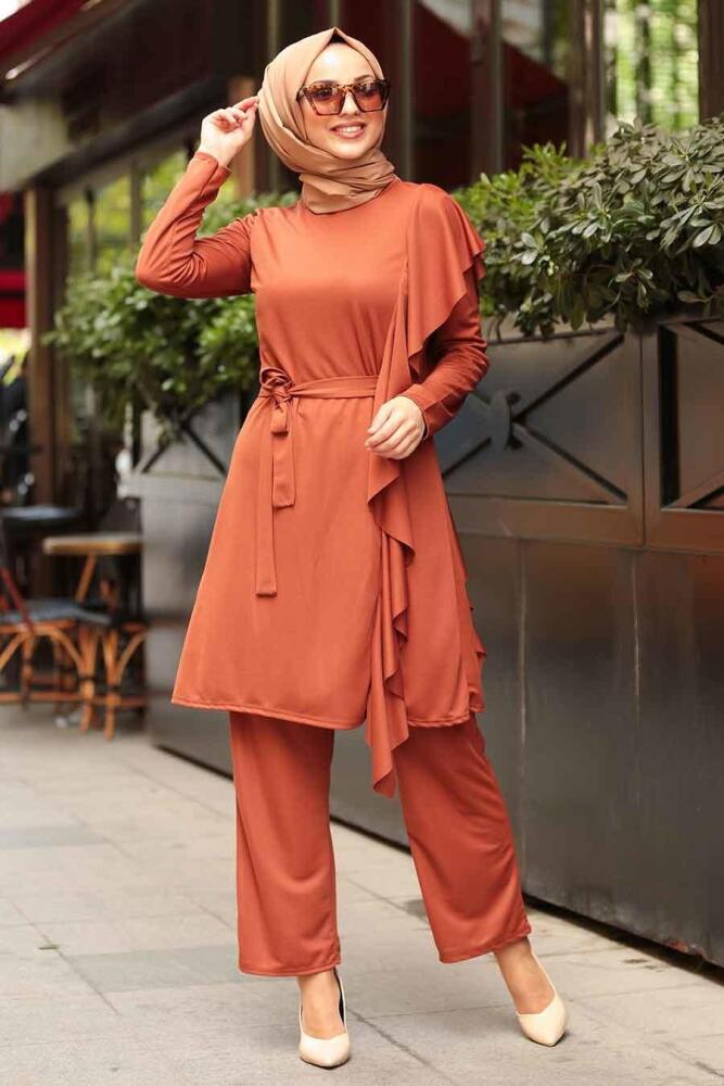 Tunik & Pantolon Taba Tesettür Takım 2207TB - 1