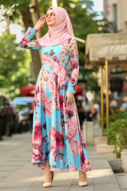 Turqoise - Nayla Collection - Robe Hijab 41570TR - Thumbnail