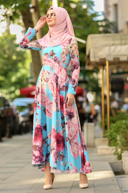 Turqoise - Nayla Collection - Robe Hijab 41570TR