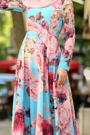 Turqoise - Nayla Collection - Robe Hijab 41570TR - Thumbnail