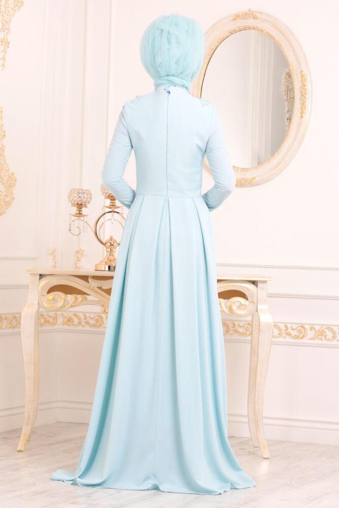 Turqoise - Tesettürlü Abiye Elbise - Robes de Soirée 2031TR - 3