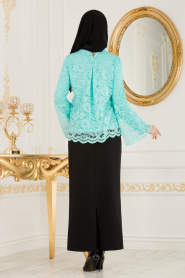 Turquoise Hijab Suit 100355TR - Thumbnail