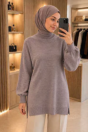 Turtleneck Mink Modest Knit Sweater 10381V 