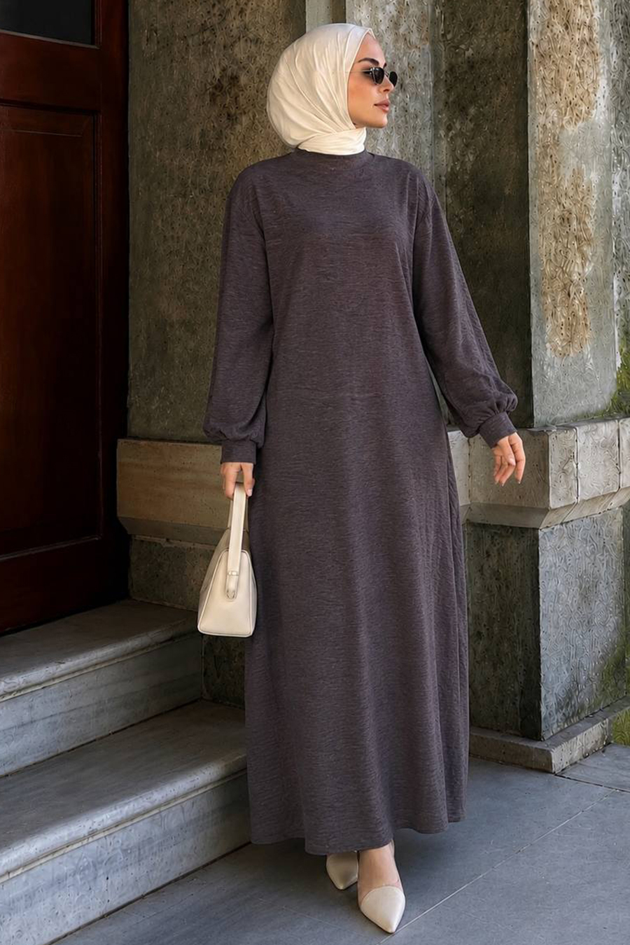 knit dress hijab Turtleneck Plain Mink Modest MKG-30481V Mercari