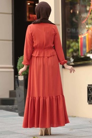 Turuncu Tesettür Elbise 50170T - Thumbnail