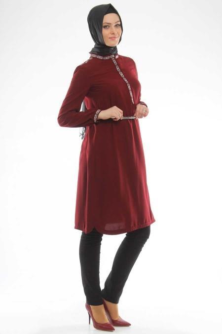 Tuğba - Hakim Yaka Bordo Tunik - 2