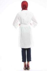 Modesty - Arkası Uzun Beyaz Tesettür Tunik 4165B - Thumbnail