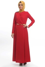 Tuay - Kemerli Kırmızı Elbise - Thumbnail