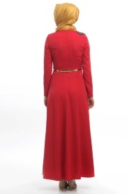Tuay - Kemerli Kırmızı Elbise - Thumbnail
