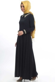 Nayla Collection - Dantel Detaylı Kemerli Tesettür Elbise 2693L - Thumbnail