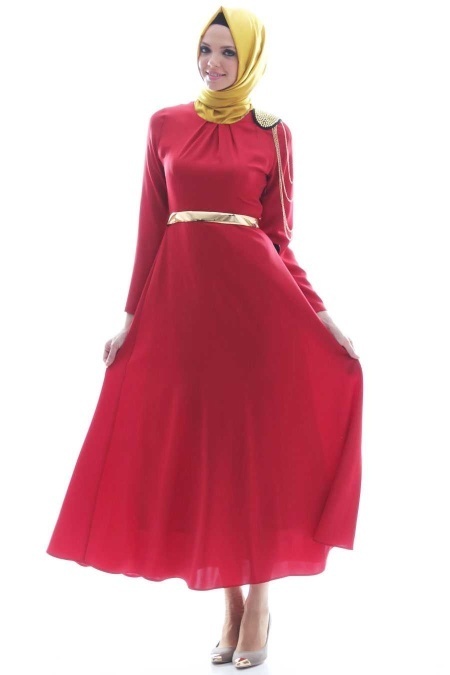 Tuay - Zincir Detaylı Tesettür Elbise 1625BR