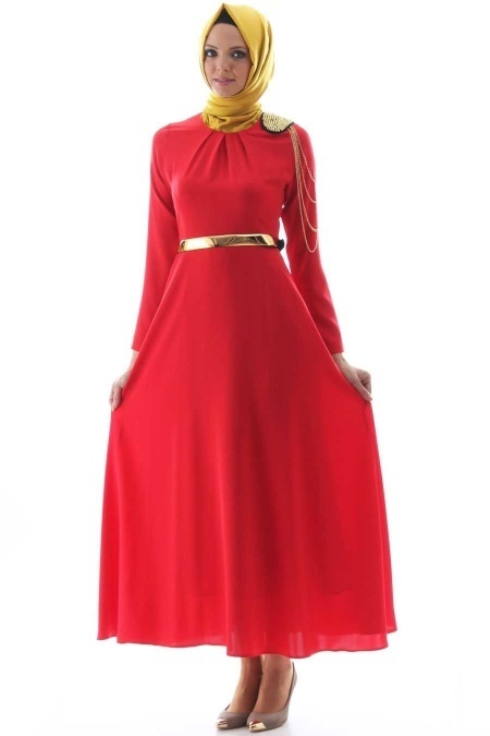 Tuay - Zincir Detaylı Tesettür Elbise 1625K
