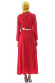 Tuay - Zincir Detaylı Tesettür Elbise 1625K - Thumbnail
