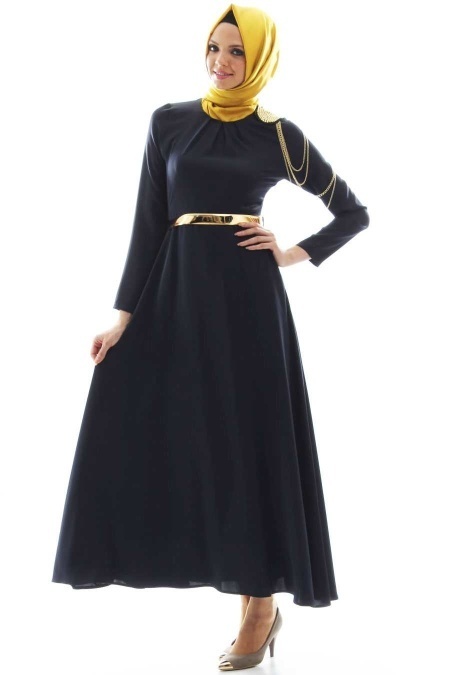 Tuay - Zincir Detaylı Tesettür Elbise 1625L