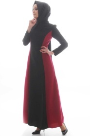 Mottox - Siyah Tesettür Elbise 1625S - Thumbnail
