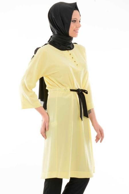 Aşiyan - Belden Büzgülü Sarı Tunik 2130SR - 2