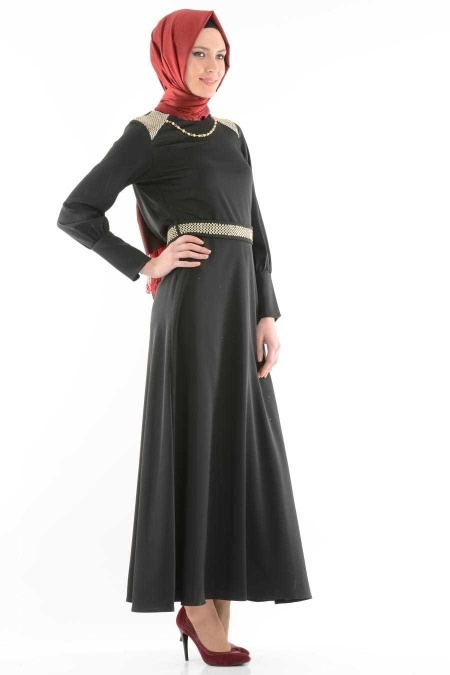 İpekdal - Siyah Tesettür Elbise 3710S