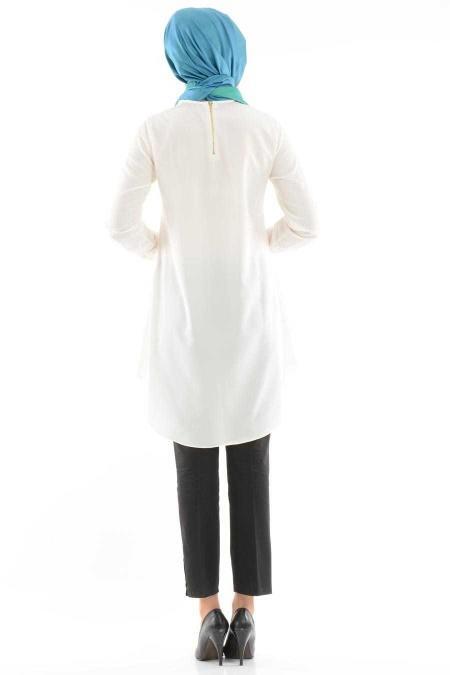 Aşiyan - Bol Kesimli Ekru/Mavi Tunik 2090EM - 3