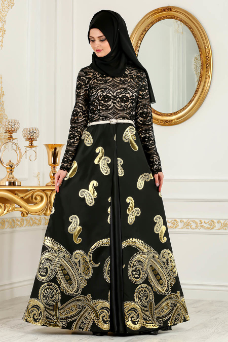 Neva Style - Long Black Islamic Dress 82447S