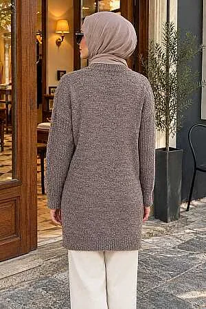 V Desenli Vizon Tesettür Triko Kazak 60301V - 2
