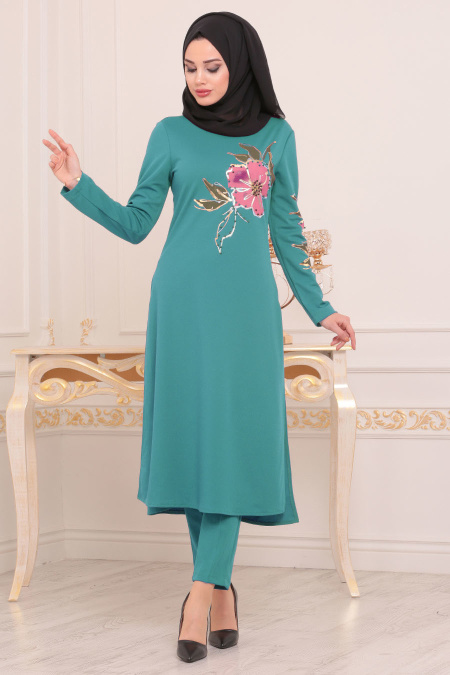 Vert Amande-Nayla Collection -Combination Hijab 100294CY