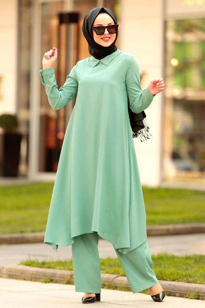 Vert Amande- Nayla Collection - Combination Hijab 9101CY - 1