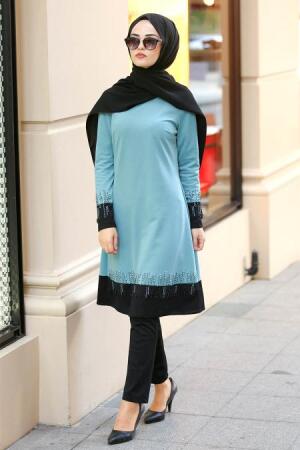 Vert Amande - Nayla Collection - Hijab Double Ensemble 100369CY - 1