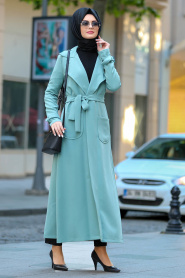 Vert Amande- Nayla Collection - Manteau Hijab 53520CY - Thumbnail