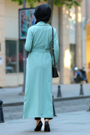 Vert Amande- Nayla Collection - Manteau Hijab 53520CY - Thumbnail