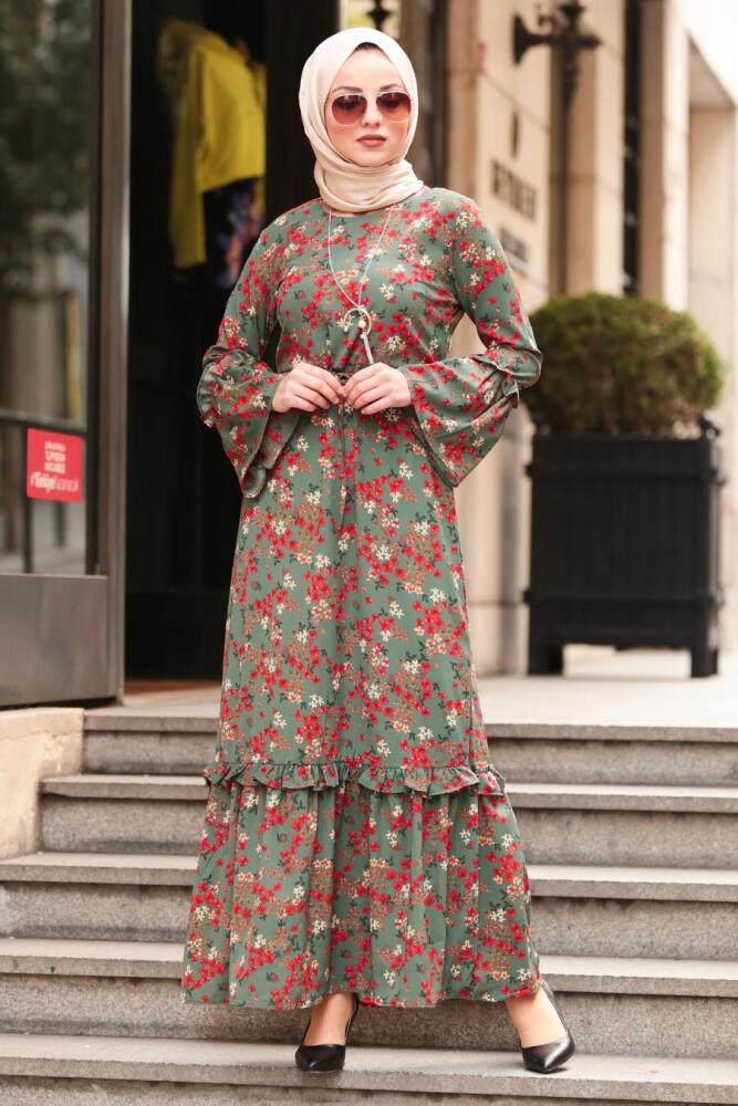 Vert Amande- Nayla Collection - Robe Hijab 1254CY - 1