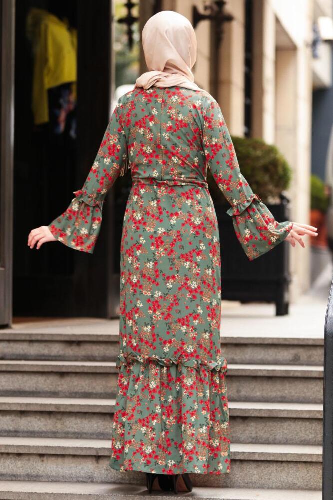 Vert Amande- Nayla Collection - Robe Hijab 1254CY - 2