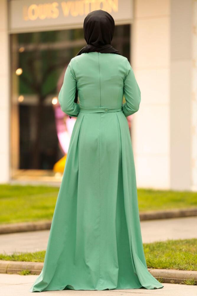 Vert Amande- Nayla Collection - Robe Hijab 42501CY - 2